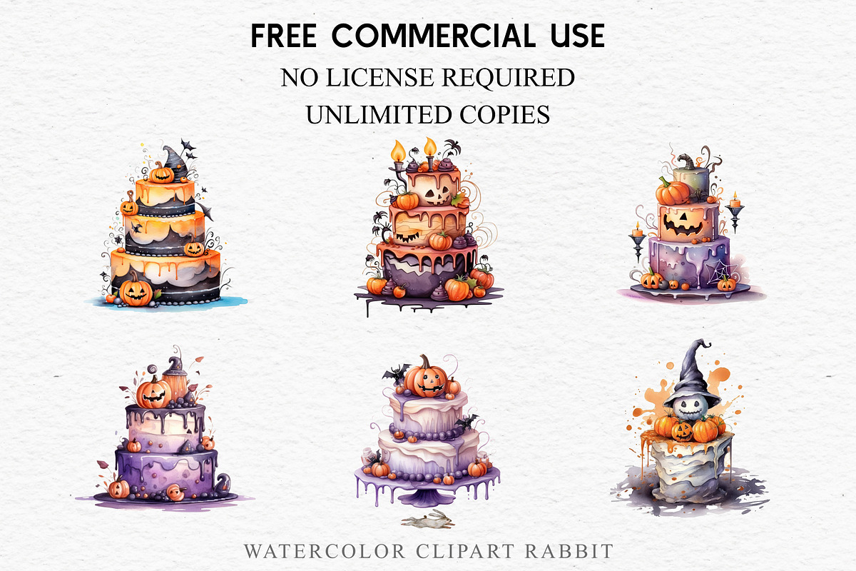 Halloween Cake Spooky Baking Clipart, a Seasonal Illustration by Rabbit Heart (Photo 5 of 10)