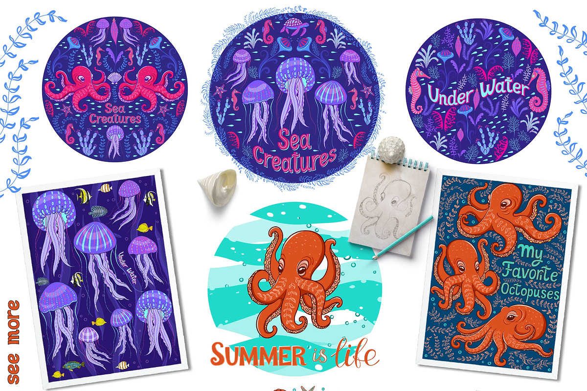 SEA CREATURES, an Animal Illustration by Irina Skaska (Photo 3 of 12)