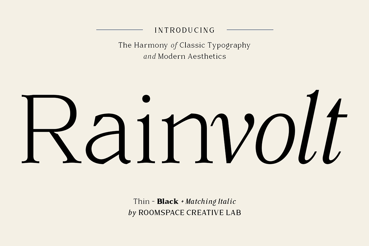 Rainvolt Classic Letterforms, a Serif Font by roomspace creative lab (Photo 1 of 13)