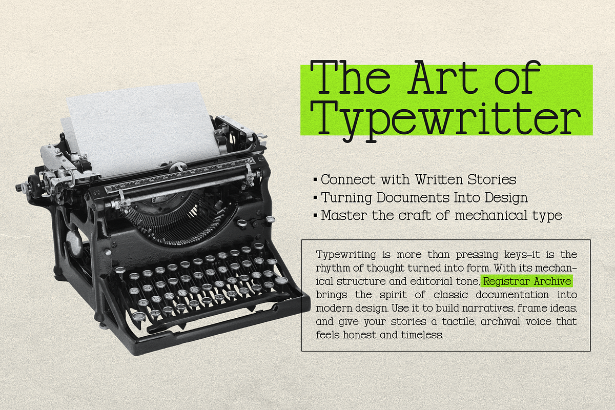 Registrar Archive | Typewriter Font, a Serif Font by gracetype_studio (Photo 5 of 12)
