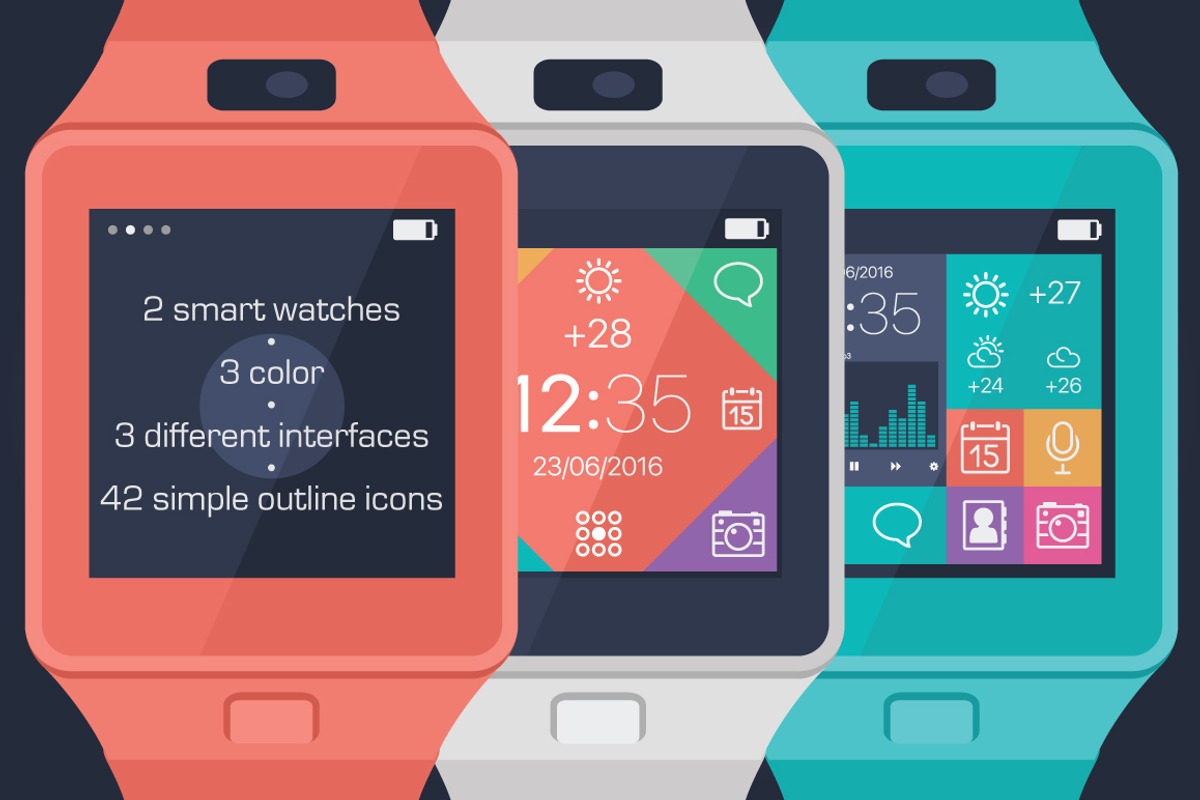 Vector smart watches & simple icons, an Icon by SunArt (Photo 1 of 3)