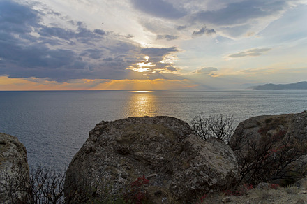 Sunset over the sea.  Crimea.