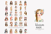 Watercolor boho women clipart set, a Decorative Illustration by Patishop Art (Thumbnail 7 of 11)
