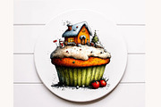 Whimsical Christmas cupcake Clipart, a Seasonal Illustration by Designworld (Thumbnail 10 of 10)