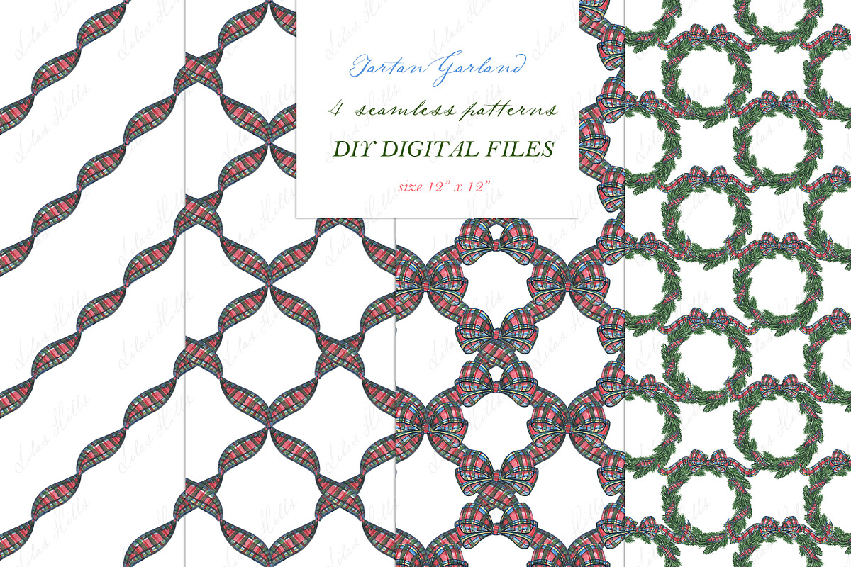 Christmas Tartan Clipart Wreath, a Decorative Illustration by LABFcreations (Photo 3 of 5)