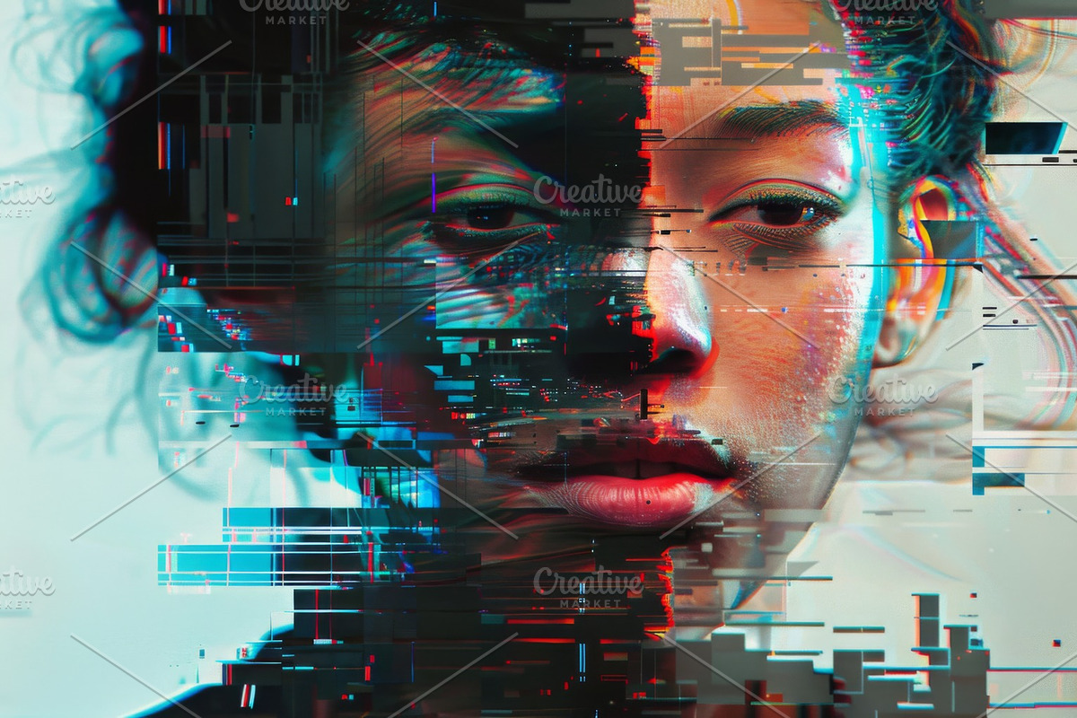 90 Glitch faces, a Person Illustration by Handmadefont (Photo 51 of 94)