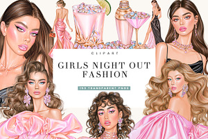 Girls Night Out Clipart Bundle, a Person Illustration by BusyDaydesign