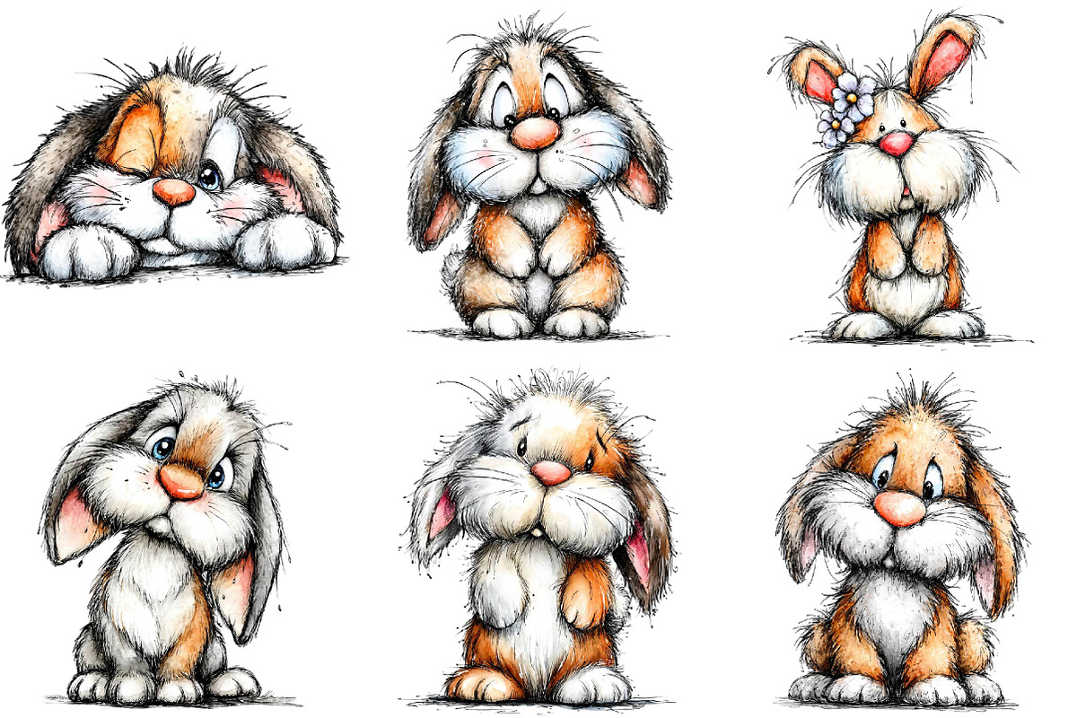 Watercolor Easter Bunny Clipart Bund, a Texture Illustration by DreamPrint404 (Photo 2 of 6)