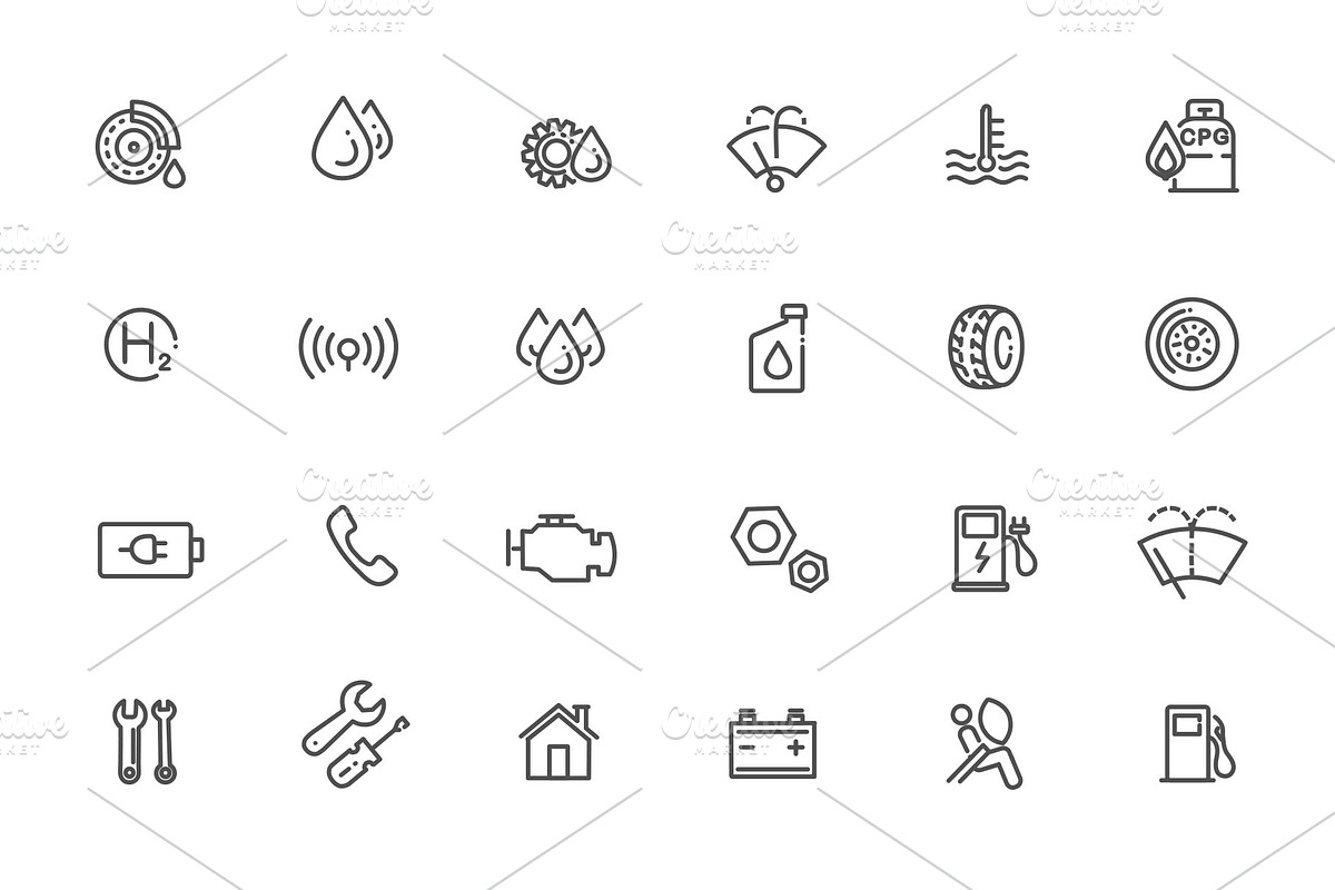 Auto Repair Service Web Icon Set, an Outline Icon by Tettygreen (Photo 3 of 3)