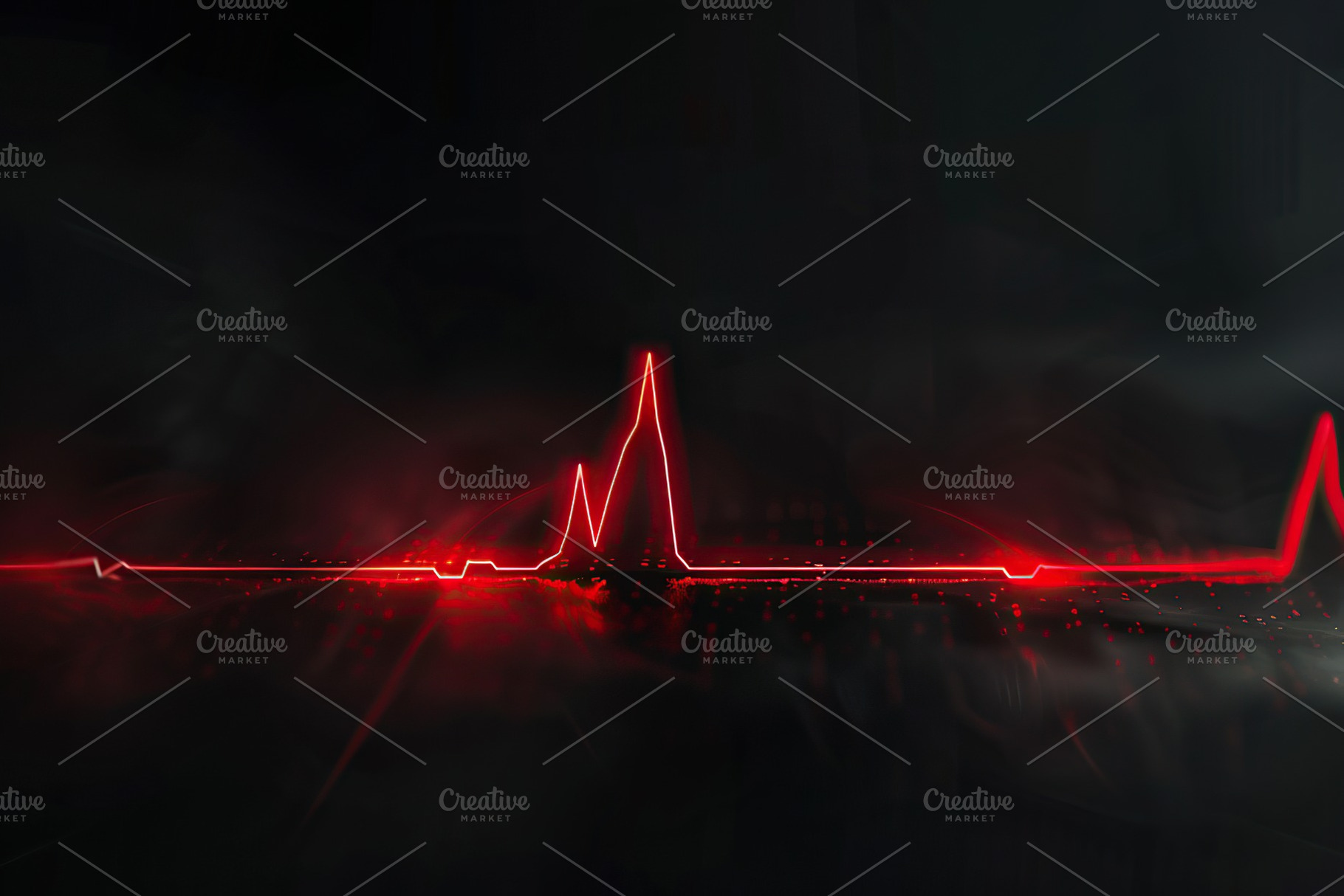 Digital cardiac pulse of human heart on dark background, a Health & Medical Photo by AlyaAnd