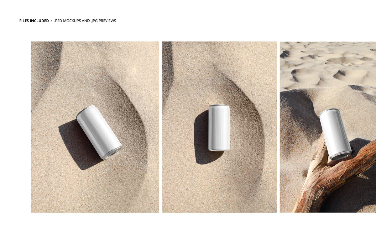 200ml Can on Sand Mockup Set, a Packaging Mockup by creatsy5 (Photo 2 of 6)