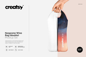 Neoprene Wine Bag Double Mockup Set