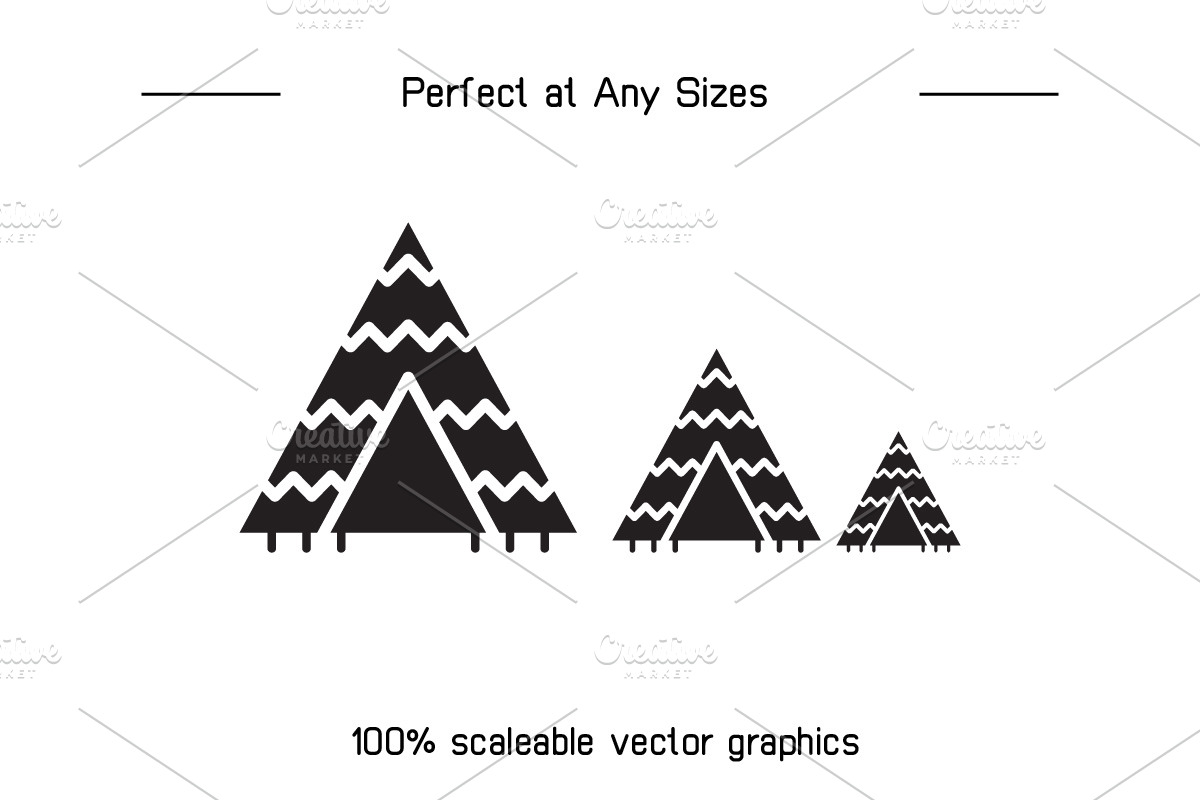 Dome Tent Cabin Tent Icons Set, a Solid Icon by Designfour (Photo 7 of 7)