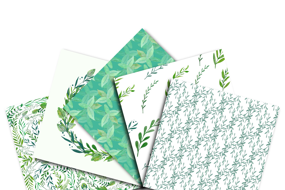 Botanical Watercolor Digital Paper, a Pattern Graphic by Annakristal (Photo 2 of 4)
