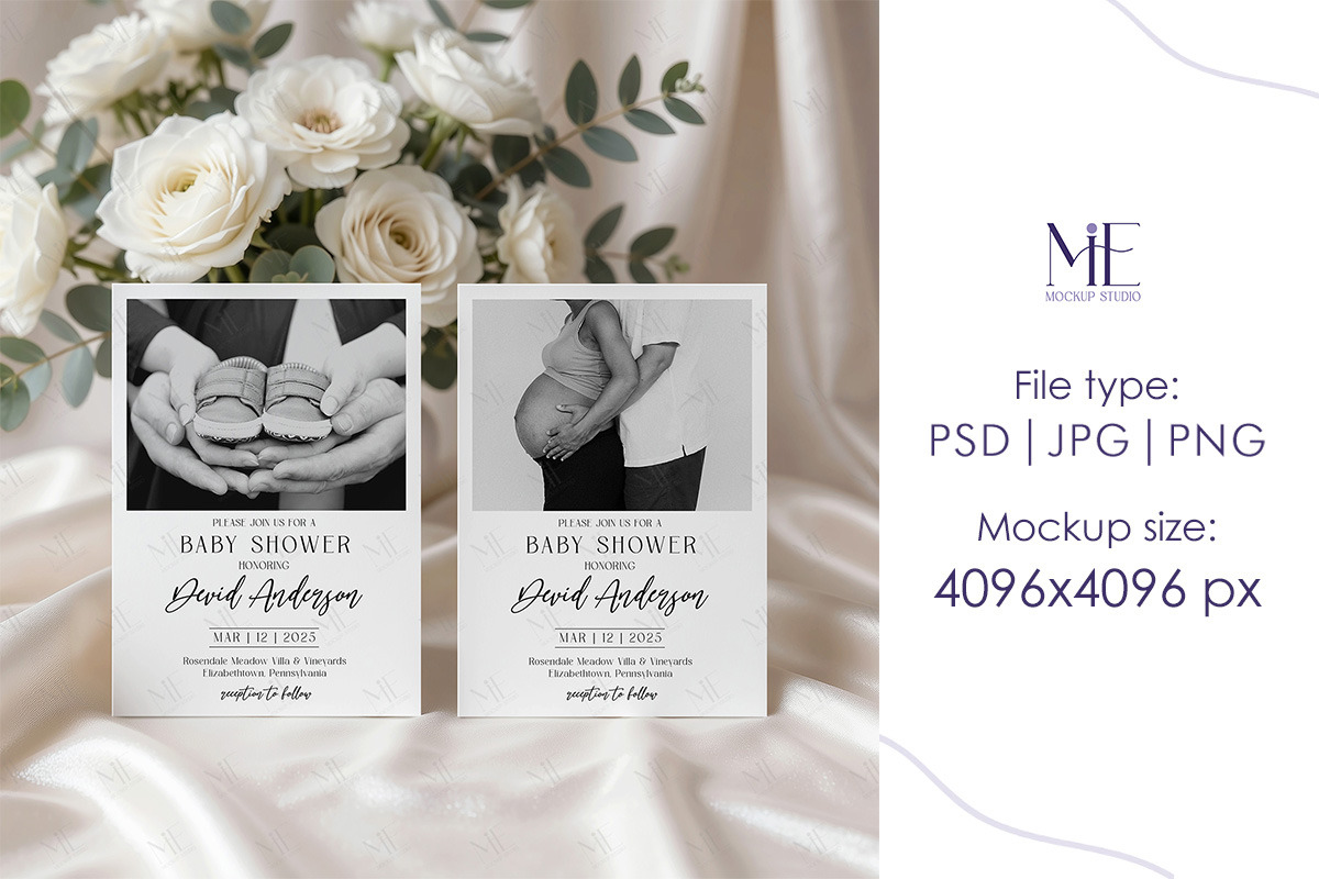 Double Card Mockup 5x7 Invitation, a Merchandise Mockup by Mie Mockup Studio (Photo 7 of 7)