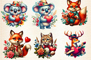 Valentine Animals Clipart, an Illustration by DreamArtGraphic (Thumbnail 3 of 6)