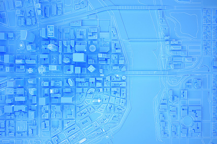 blue plain low poly modern downtown