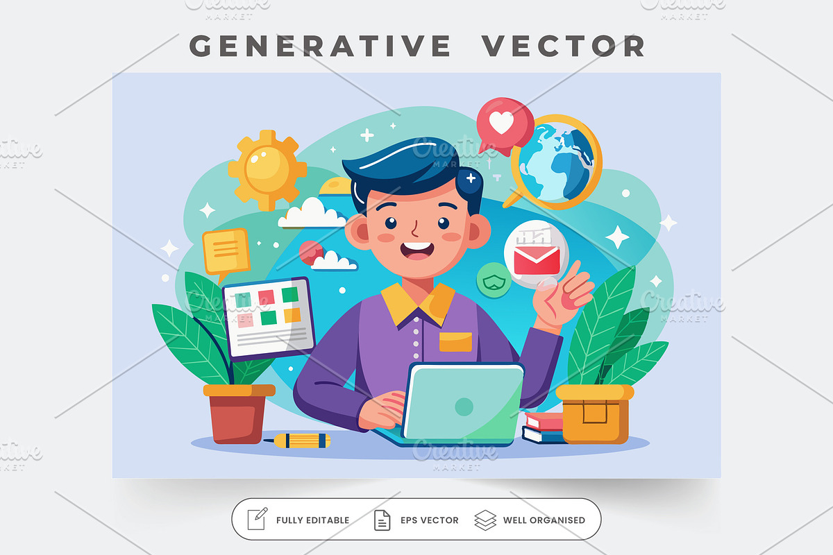 A cheerful individual interacts with, a Graphic by SouravDesign