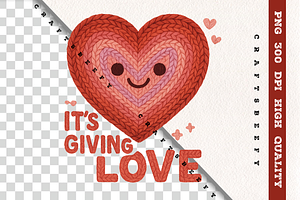 Crochet Heart PNG It's Giving Love, an Object Illustration by Craftsbeefy