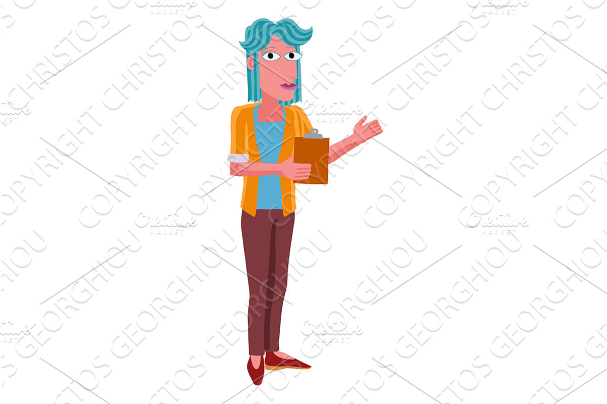 Woman With Clipboard Pointing, a Finance Illustration by Christos Georghiou
