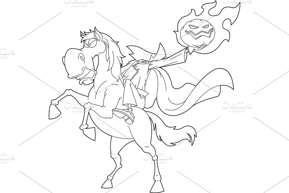 Outlined Headless Horseman, an Illustration by HitToon