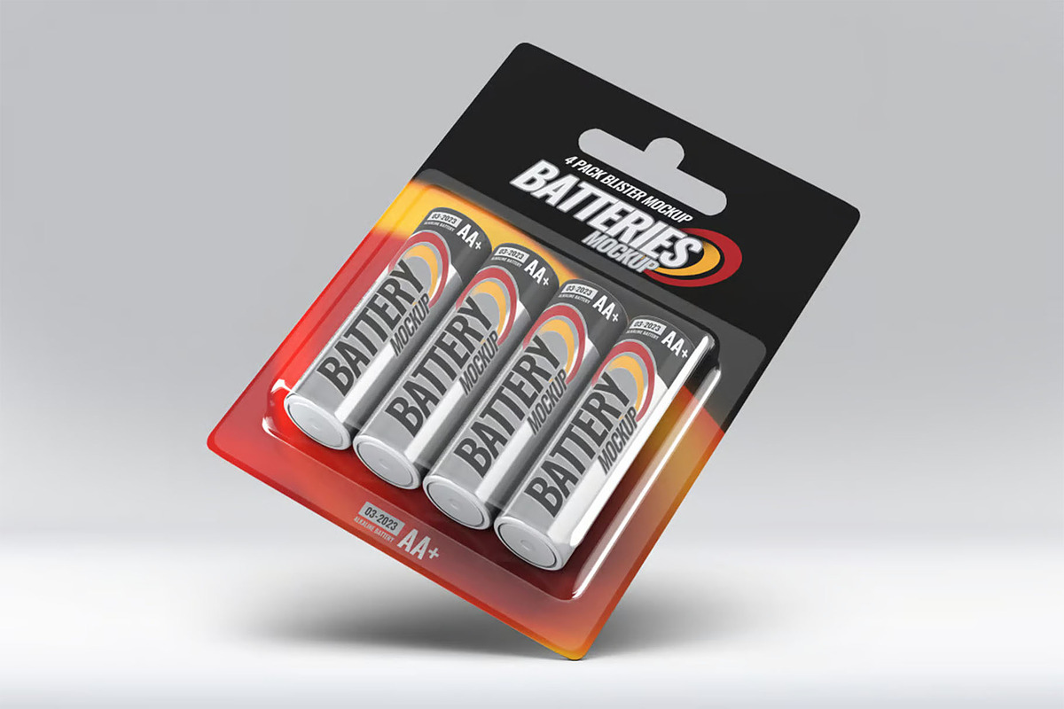 Battery Blister Pack Mock-Up, a Product Mockup by DesignRushMarket (Photo 6 of 9)