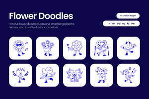 95 Flower Doodles Hand-drawn Icons, an Outline Icon by Prosymbols