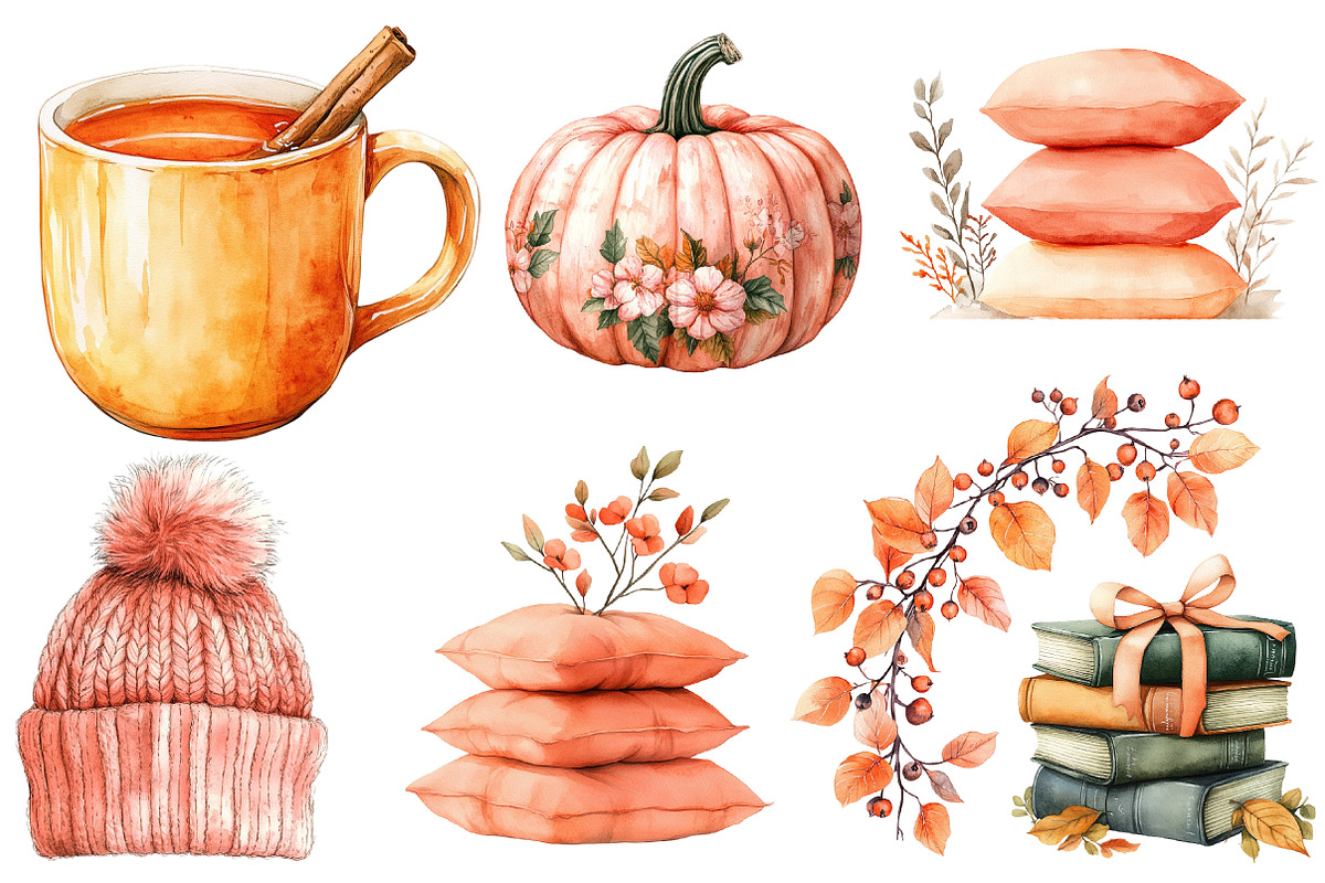 Peach Colored Autumn Clipart, an Illustration by Designworld (Photo 3 of 6)
