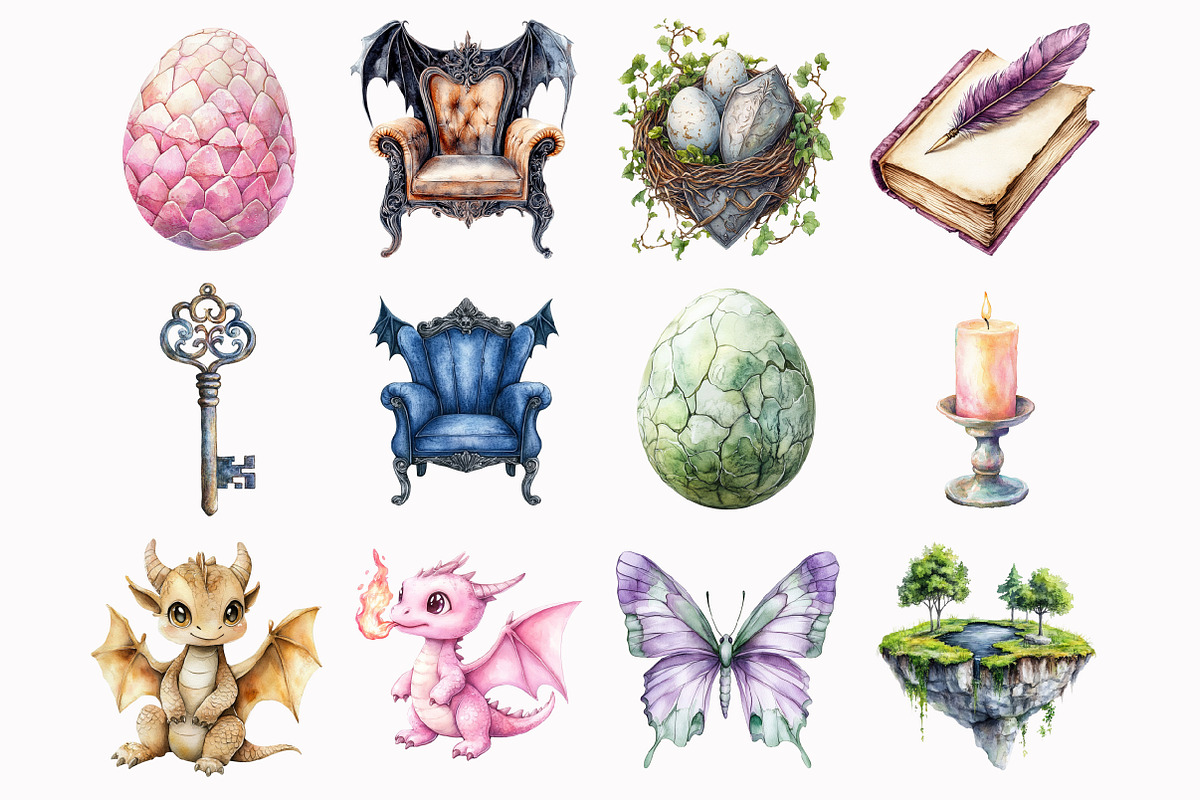 Watercolor Dragoncore Clipart, an Illustration by Design Market (Photo 3 of 4)