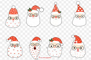 Hipster Santa Face With Glasses