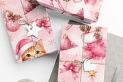 Cute Cats Christmas Seamless Pattern, a Pattern Graphic by elfy creative (Thumbnail 2 of 4)