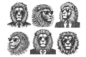 Lions in Suits and Sunglasses, an Animal Illustration by AlexArt