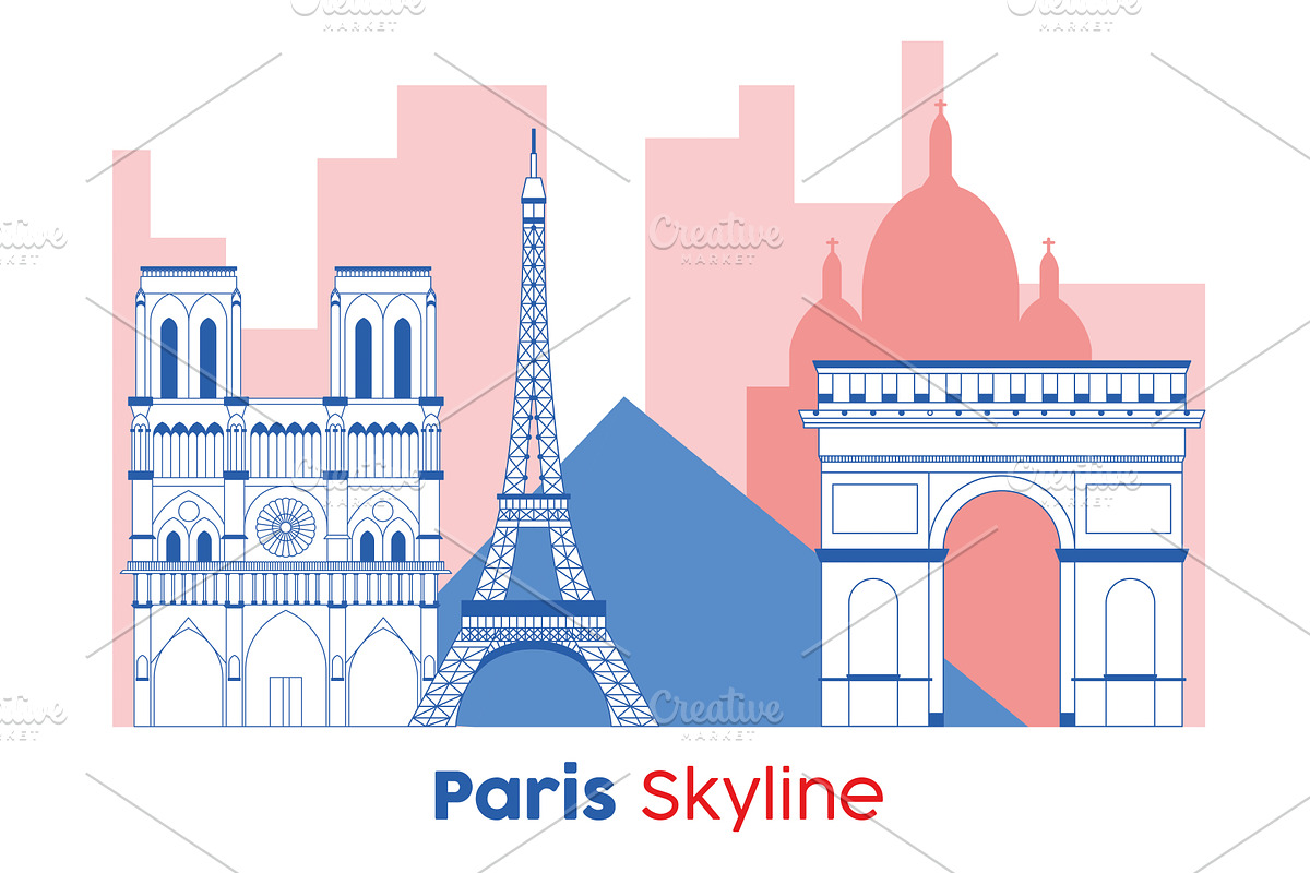Paris skyline Modern cityscape, an Object Illustration by studioDK