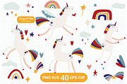 Unicorns and Rainbows Clipart, an Object Graphic by Happiestsim (Thumbnail 1 of 4)