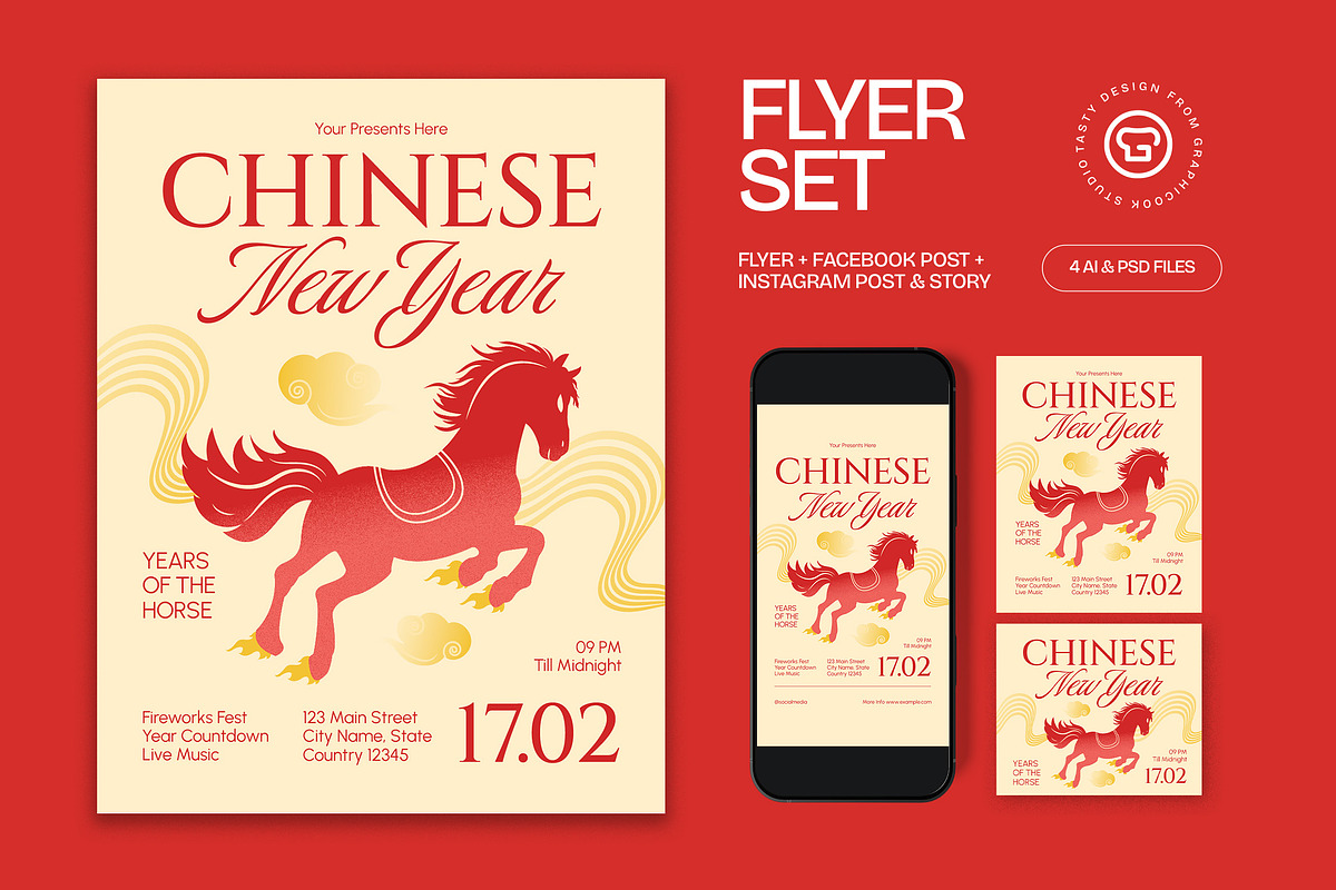 Chinese New Year Of The Horse Flyer, a Flyer Template by graphicook (Photo 1 of 3)