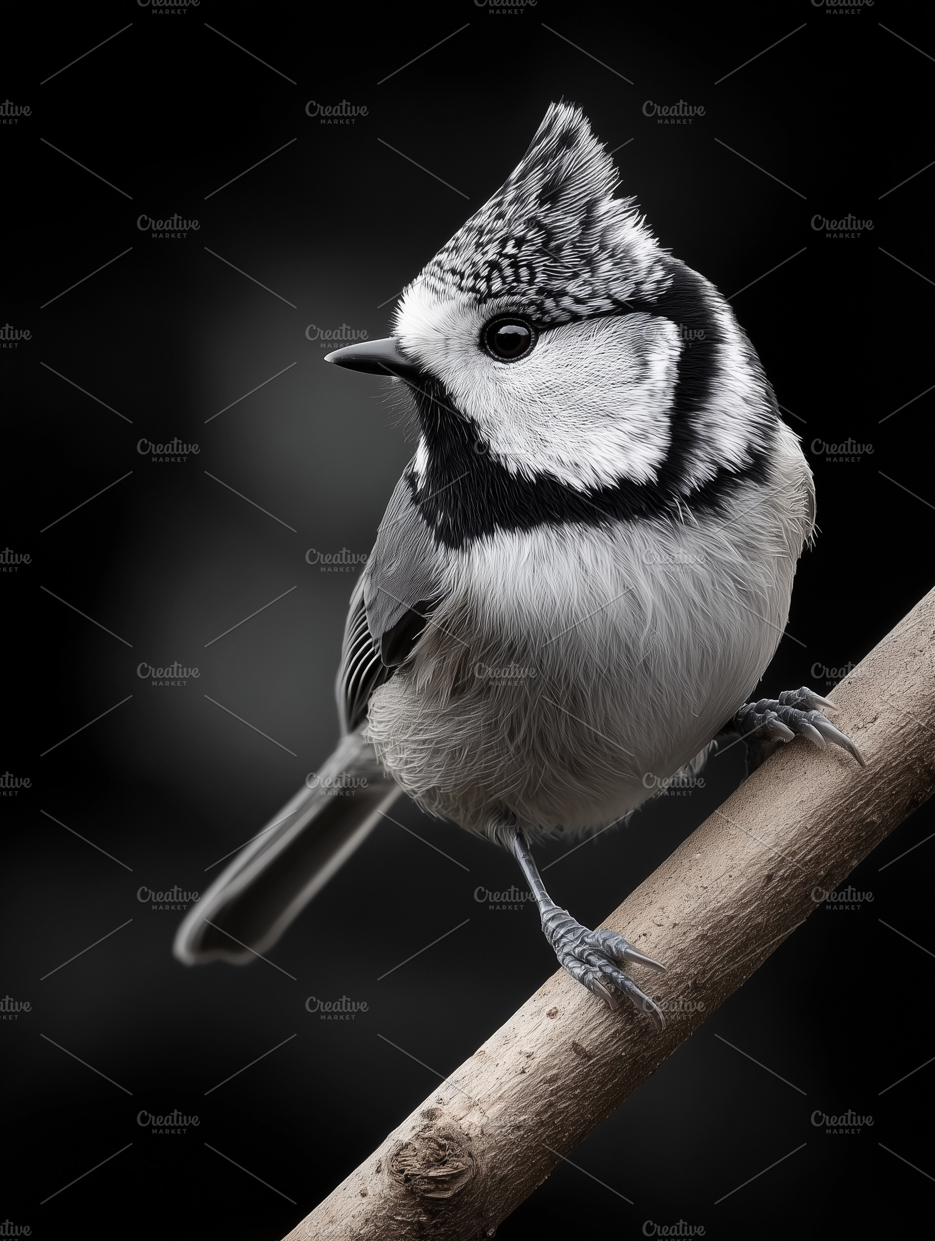 Close up of a crested tit perched on, an Animal Photo by MistyDay