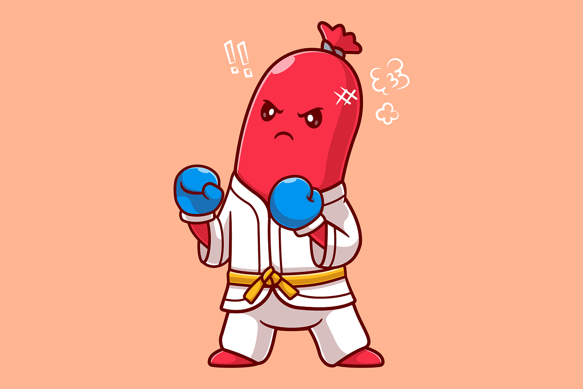 Cute Sausage Hotdog Boxing Karate, a Food Illustration by Catalyst Labs (Photo 1 of 3)