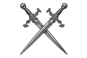 Crossed swords ornate handles, an Illustration by AlexArt
