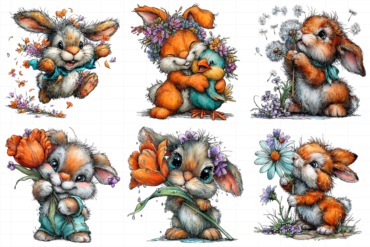 Watercolor Spring Bunny Clipart PNG, an Illustration by Daily.Designs (Photo 4 of 8)