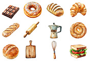 Cute Watercolor Baking Clipart, an Illustration by Designworld (Thumbnail 4 of 5)