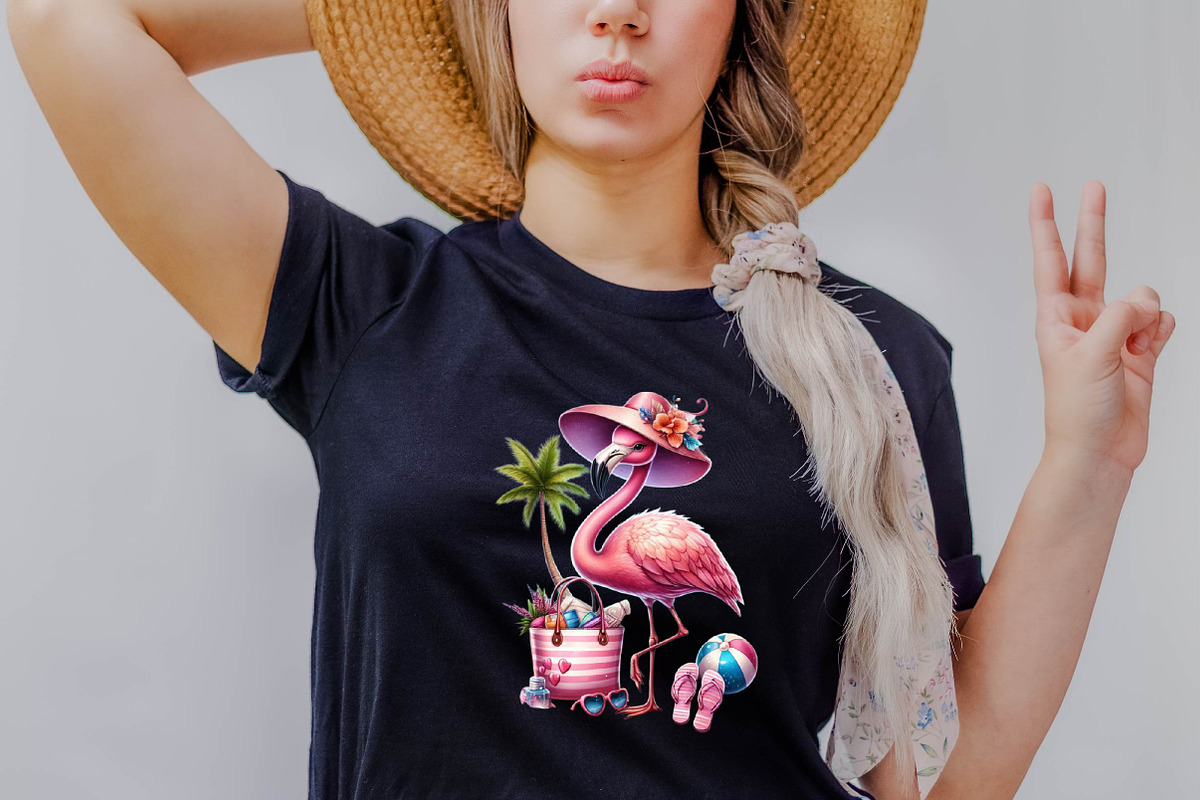 Summer Flamingo Sublimation Clipart, an Illustration by SVGArt (Photo 6 of 8)
