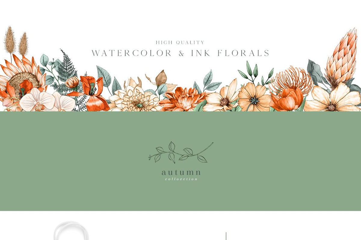 The Watercolor & Ink Flower & Leaf, an Object Graphic by Pretty Little Lines (Photo 2 of 11)