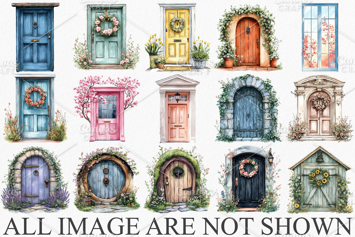 Watercolor Spring Door Clipart PNG, an Illustration by Canvas Craft (Photo 3 of 7)