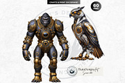 Steampunk Robots Cliparts, a Decorative Illustration by ThatsDesignArt (Thumbnail 5 of 13)