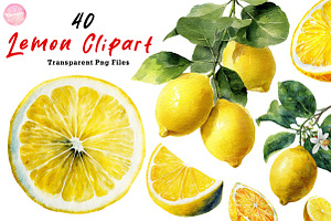 Watercolor Lemon Clipart, an Illustration by CreationArt