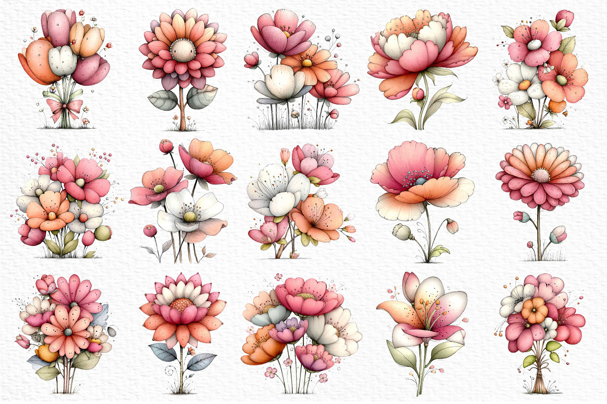 Whimsical Floral Spring Clipart, an Illustration by Craft Nest (Photo 6 of 11)