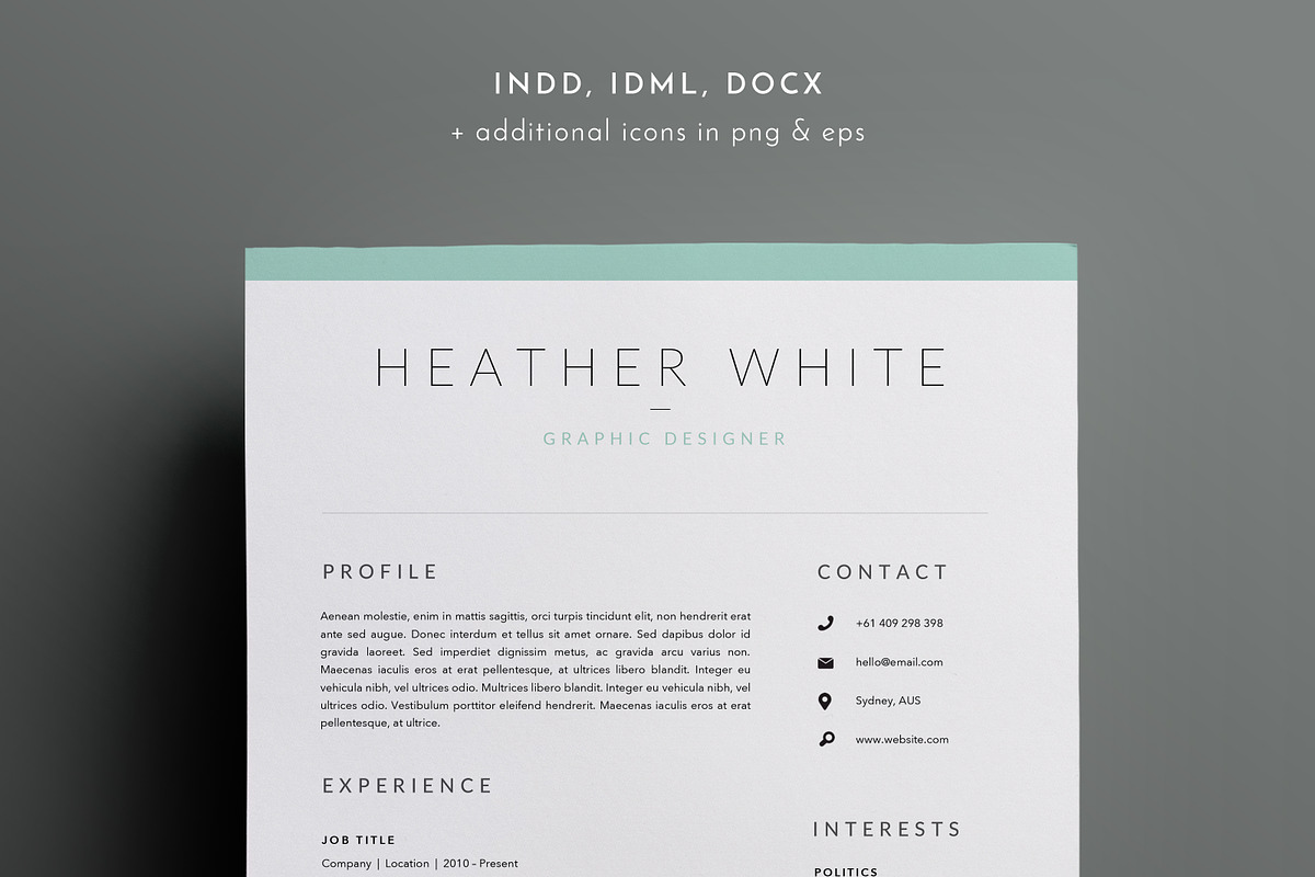 3 Page Resume Template | INDD + DOCX, a Resume Template by BlackDotResumes (Photo 1 of 6)