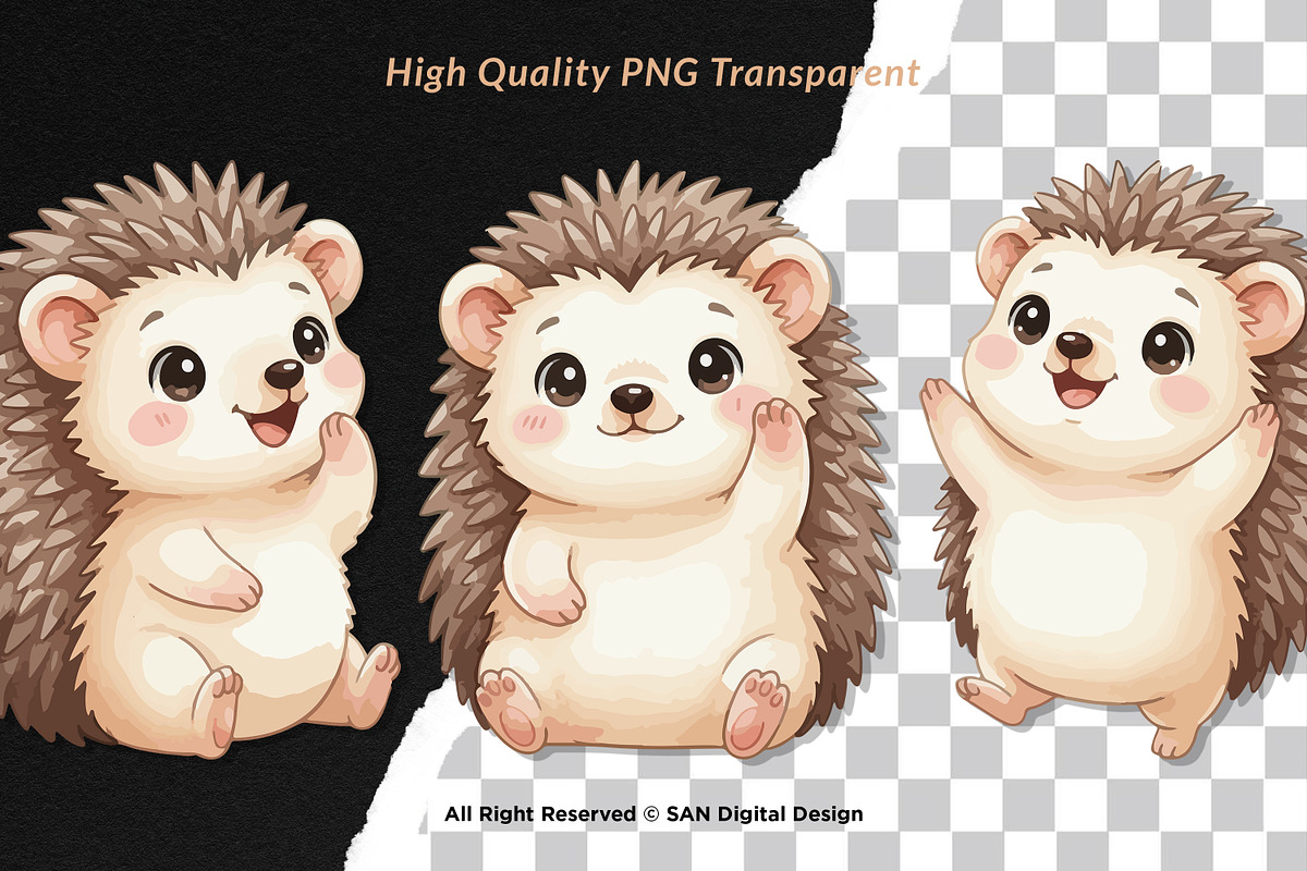 15 Bundle Watercolor Hedgehog Animal, an Animal Illustration by Morspective (Photo 2 of 8)