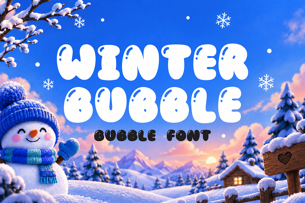 Christmas Font - Winter Bubble, a Handwritten Font by Mozatype (Photo 1 of 7)