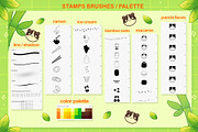 Cute Panda Procreate Stamps, an Animal Illustration by InkPrintsTattoo (Thumbnail 2 of 7)